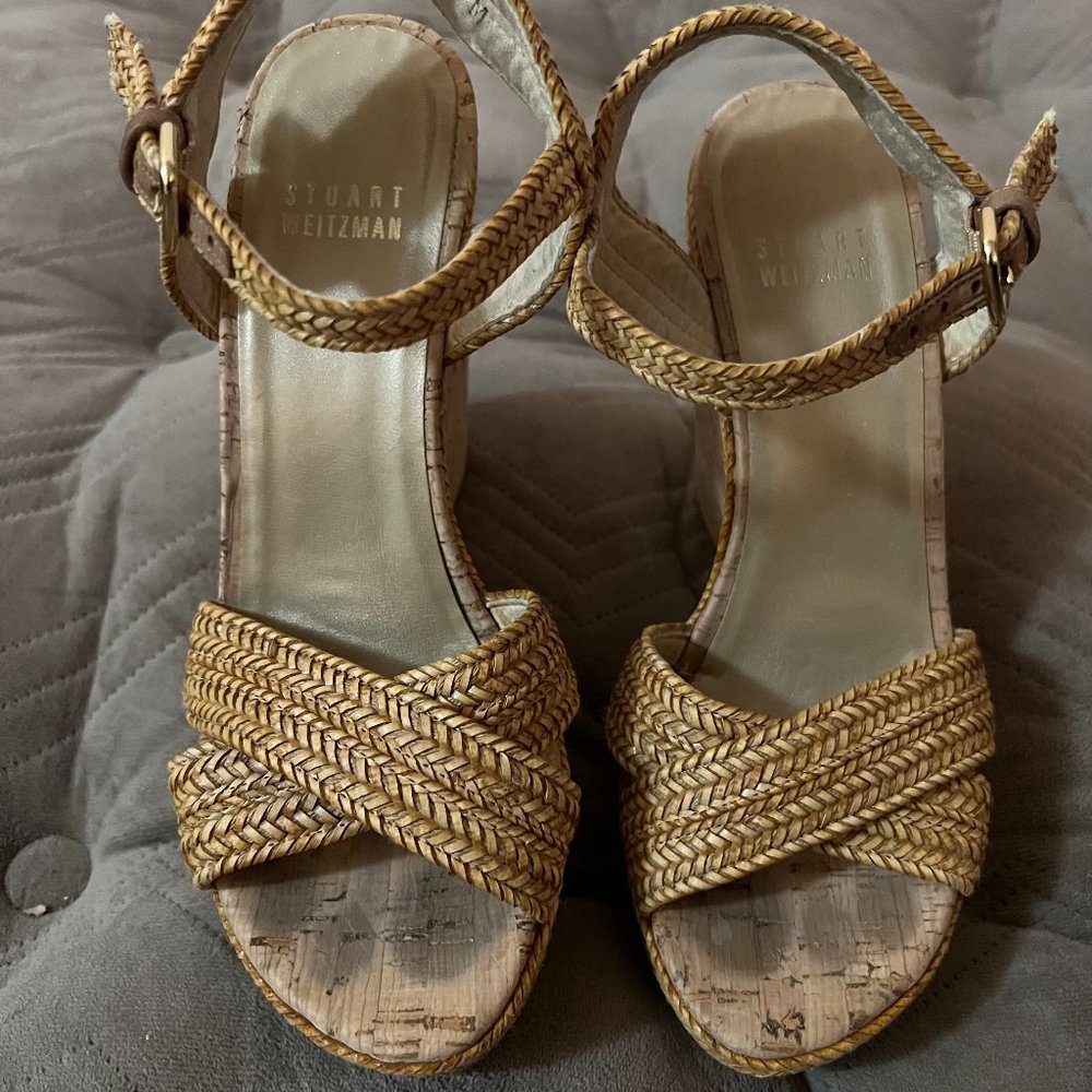 Stuart Weitzman Minx Laniard Wedge Sandals, Size 34.5